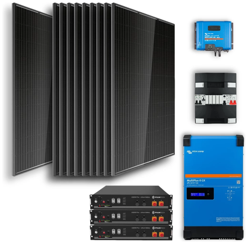 Off-grid set 7,2kw Lithium Accu – 4000W omvormer – 10 Zonnepanelen (1)