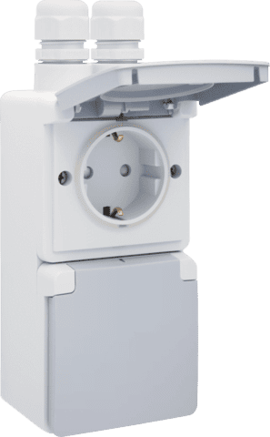 Spuitwaterdicht dubbel verticaal stopcontact 16 A/250VC met dubbel M20-ingang