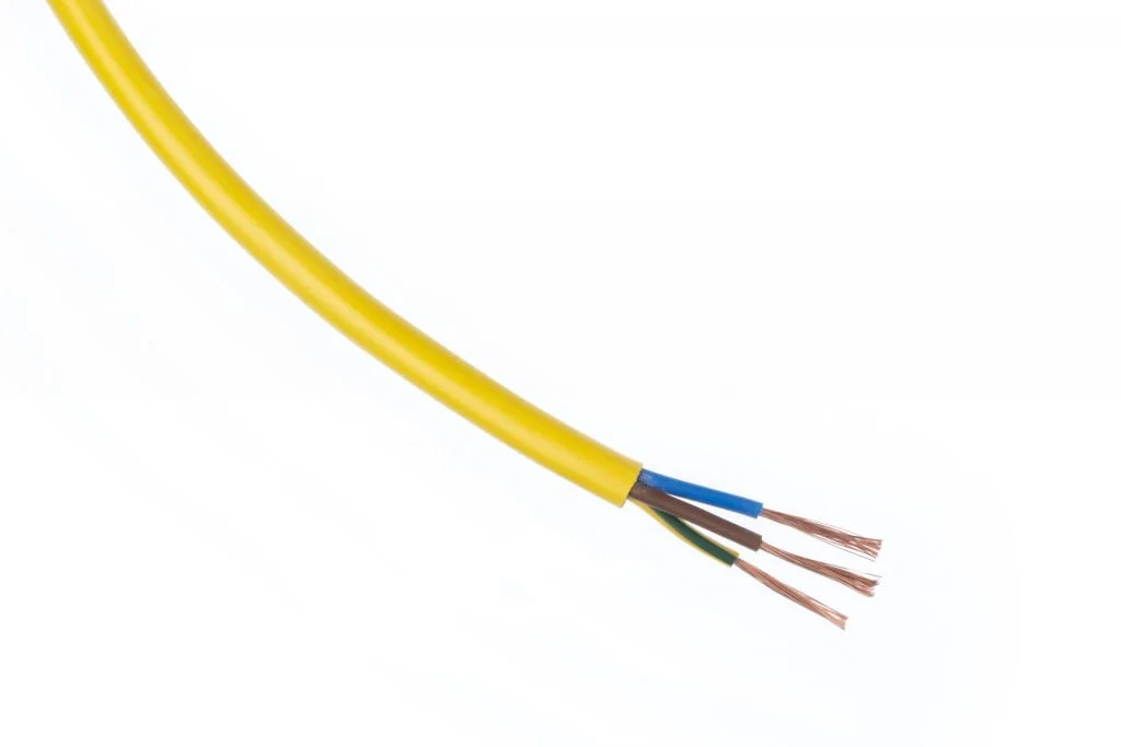 Ronde PVC kabel H05VV-F geel 3x1
