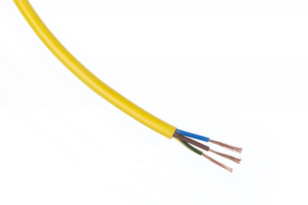 Ronde PVC kabel H05VV-F geel 3x2