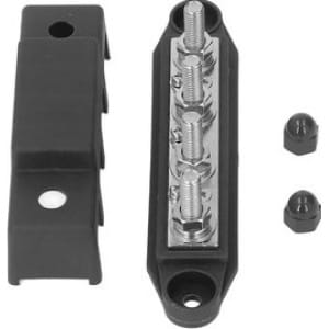 2x Power Distributieblok 4 Studs - M10m8m6 - 300a - Zwart + Rood